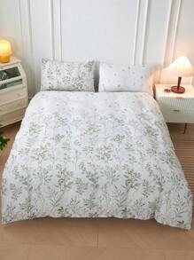 Plant Print Duvet Cover Set Without Filler - Multicolor - View 8