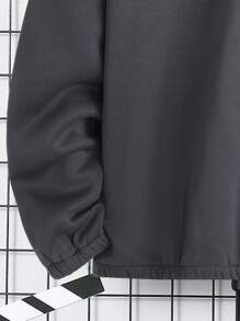 Men'S Half-Zip Sweatshirt And Joggers Tracksuit Set With Letter Patch - Grey - View 4