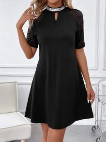 SHEIN Clasi Vestido Negro Con Encaje - Negro - Ver 3