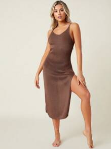 SHEIN Swim Vestido Tipo Camisola Con Abertura Alta Y Espalda Descubierta