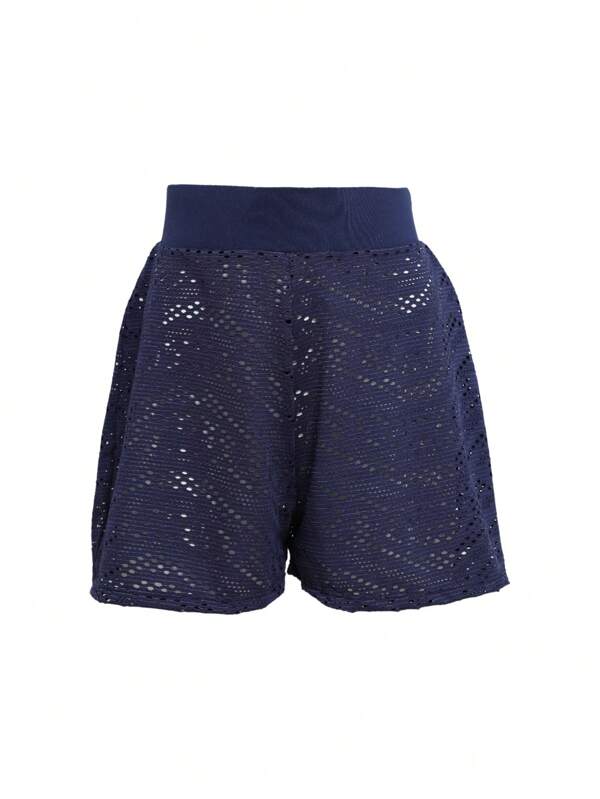  Shein Shorts Saída de Praia Renda Vazada Furinhos Feminino
