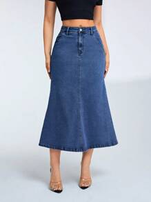 Langer Meerjungfrau-stil Denim Rock Für Damen