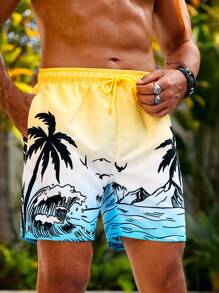 Surfspeed Men'S Seaside Print Drawstring Board Shorts - Multicolor - View 3