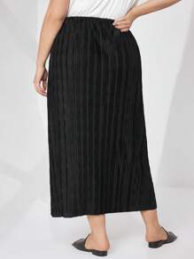 Mulvari Plus Size Alphabet Patched High Waisted Skirt