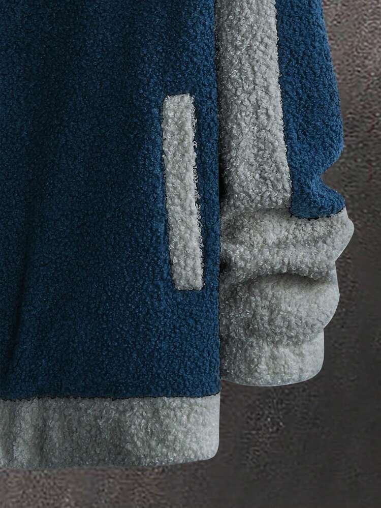 Loose-Fit Men's Patchwork Jacket With Contrast Color Design