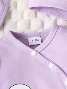 SHEIN Conjunto De Regalo Para Bebés Recién Nacidos De 6 Piezas Para Niñas Y Niños, Uso Diario En Primavera Y Otoño - Morado - Ver 4