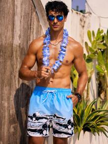 Surfspeed Men'S Elastic Waist Character Printed Drawstring Beach Shorts - Multicolor - View 5