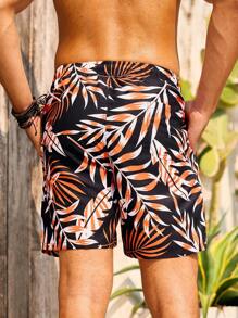 Surfspeed Men's Tropical Printed Drawstring Waist Beach Shorts - Multicolor - View 2