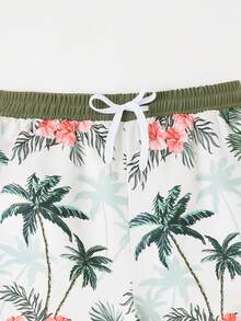 Tween Boys Plant & Flower Printed Swim Trunks, Beach Shorts - Multicolor - View 3