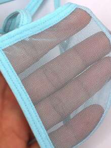 男士透明網紗拼接切割丁字褲