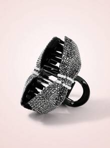 SHEIN MOD 1 件時尚蝴蝶結與水鑽裝飾髮夾 - 黑色 - 查看 3