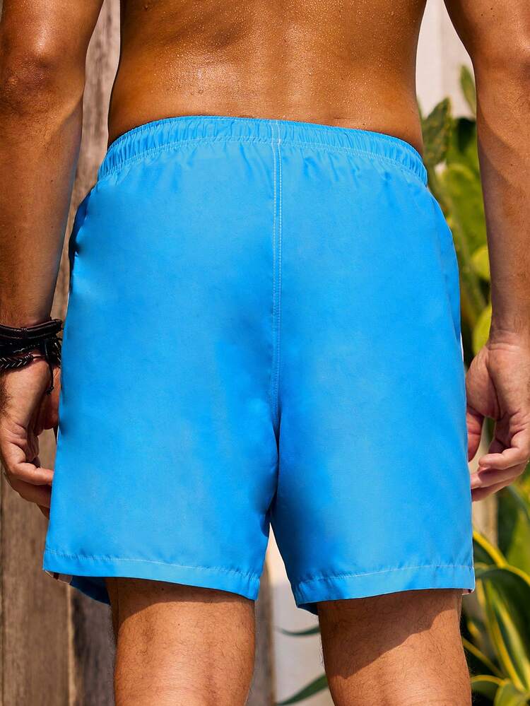 Men's Contrast Color Drawstring Waist Beach Shorts
