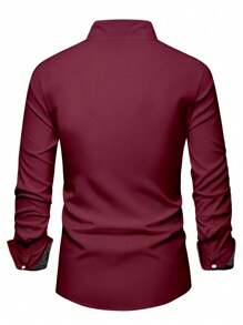 Manfinity Mode Camicia A Maniche Lunghe In Patchwork Stampato A Fiori Piccoli Per Uomo