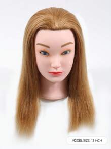 Mannequin Head With 100% Human Hair Straight Hair Training Head Manikin Head Cosmetology Doll Head For Hairdresser Girls Practice Styling Braiding With Clamp Stand Hair Extensions - S27 - View 2