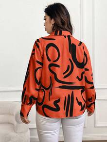 SHEIN Franclia 加大碼女性花卉印花長袖襯衫 - 彩色 - 查看 2