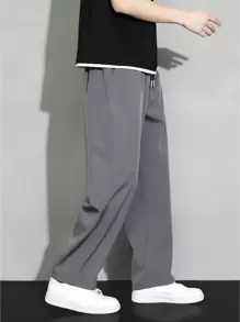 Summer Loose Ice Silk Pants For Men, Simple All-Match Casual Trousers For Spring And Autumn - Dark Grey - View 5