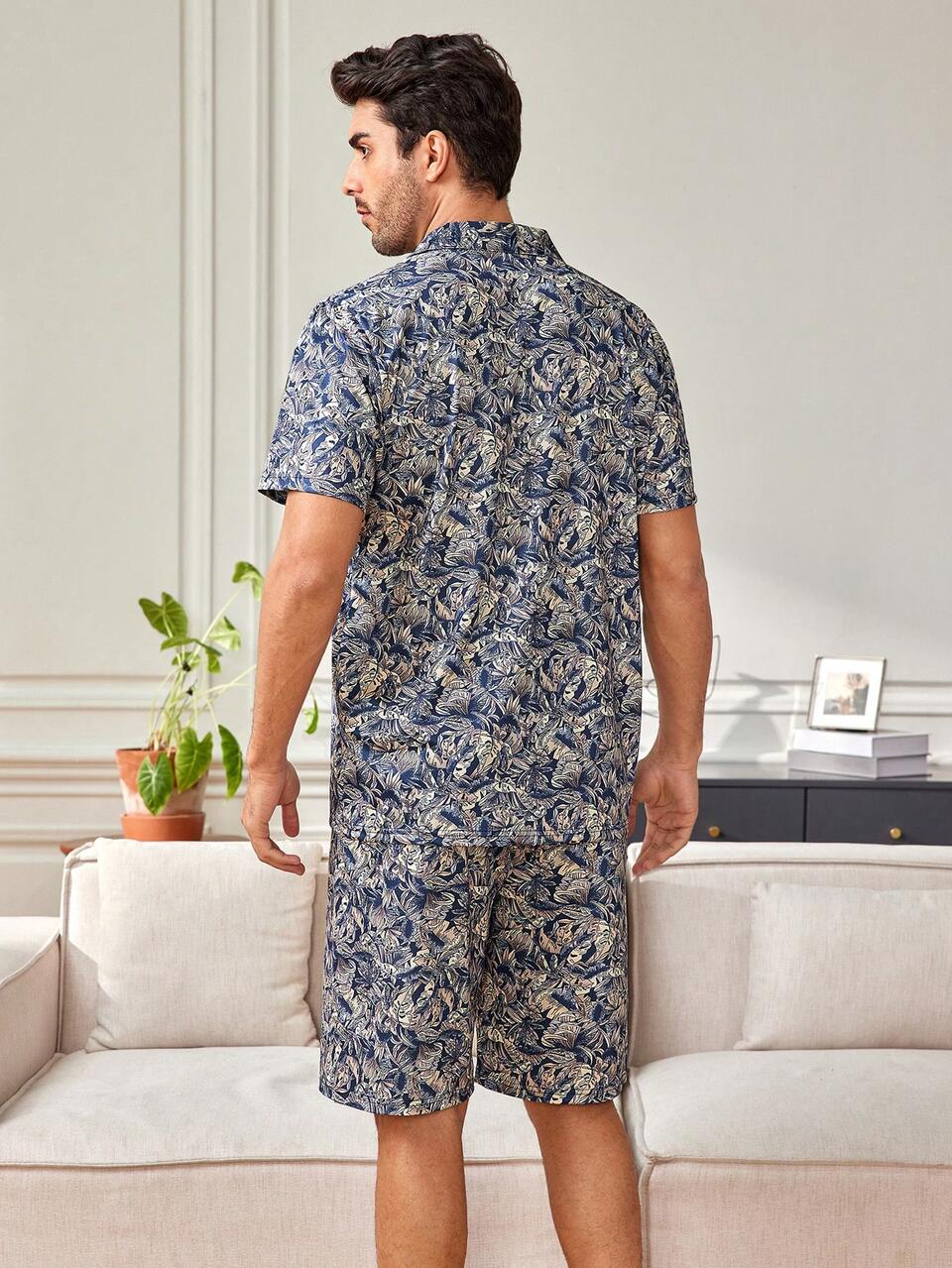Men'S All-Over Printed Home Clothing Set