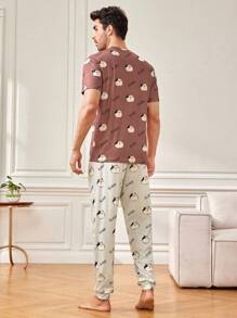 Men'S Cartoon Letter Print Homewear Set