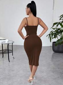SHEIN SXY Vestido Camisola Ajustado De Punto Acanalado