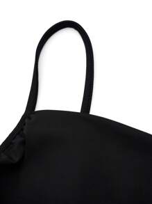 SHEIN Belle Plus Size Women's Mermaid Tail Style Spaghetti Strap Dress - Black - View 3