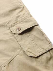 yuehaibao Men's Casual Cargo Pants With Flap Pockets, No Belt, Autumn - Khaki - View 8