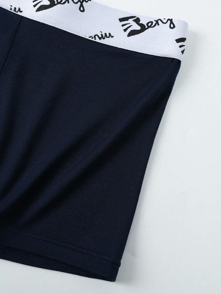 Men's Letter Patterned Stretch Band Boxer Briefs , 5 Pcs