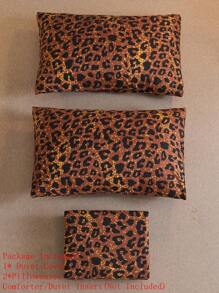 Leopard Print Duvet Cover Set Without Filler - Multicolor - View 5