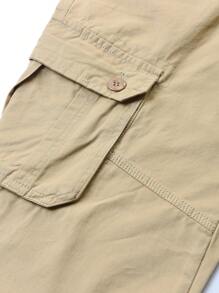 yuehaibao Men's Casual Cargo Pants With Flap Pockets, No Belt, Autumn - Khaki - View 7