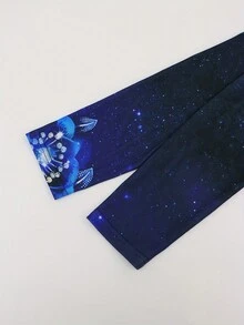 女士蝴蝶印花長袖t恤 - 藍色 - 查看 3