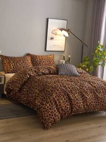 Leopard Print Duvet Cover Set Without Filler - Multicolor - View 1