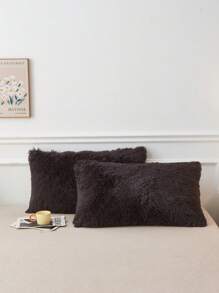 3pcs/set Brown Polyester Plush Duvet Cover Set - Brown - View 5