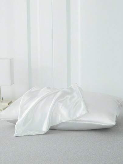 2 piezas Funda de cojín de satén unicolor