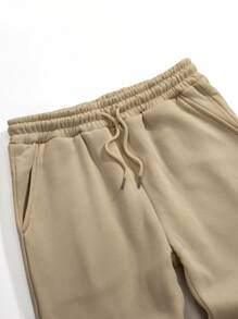 Manfinity Dauomo Pantalones de chándal con cordón en la cintura de unicolor para hombre - Camel - Ver 3