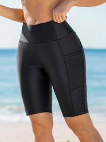 Swim SPRTY 女式游泳褲,附有口袋 - 黑色 - 查看 5