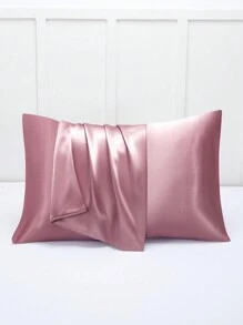 2入組緞面素色枕套臥室軟枕套床上用品 - 藕粉色 - 查看 1