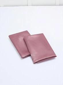 2入組緞面素色枕套臥室軟枕套床上用品 - 藕粉色 - 查看 7