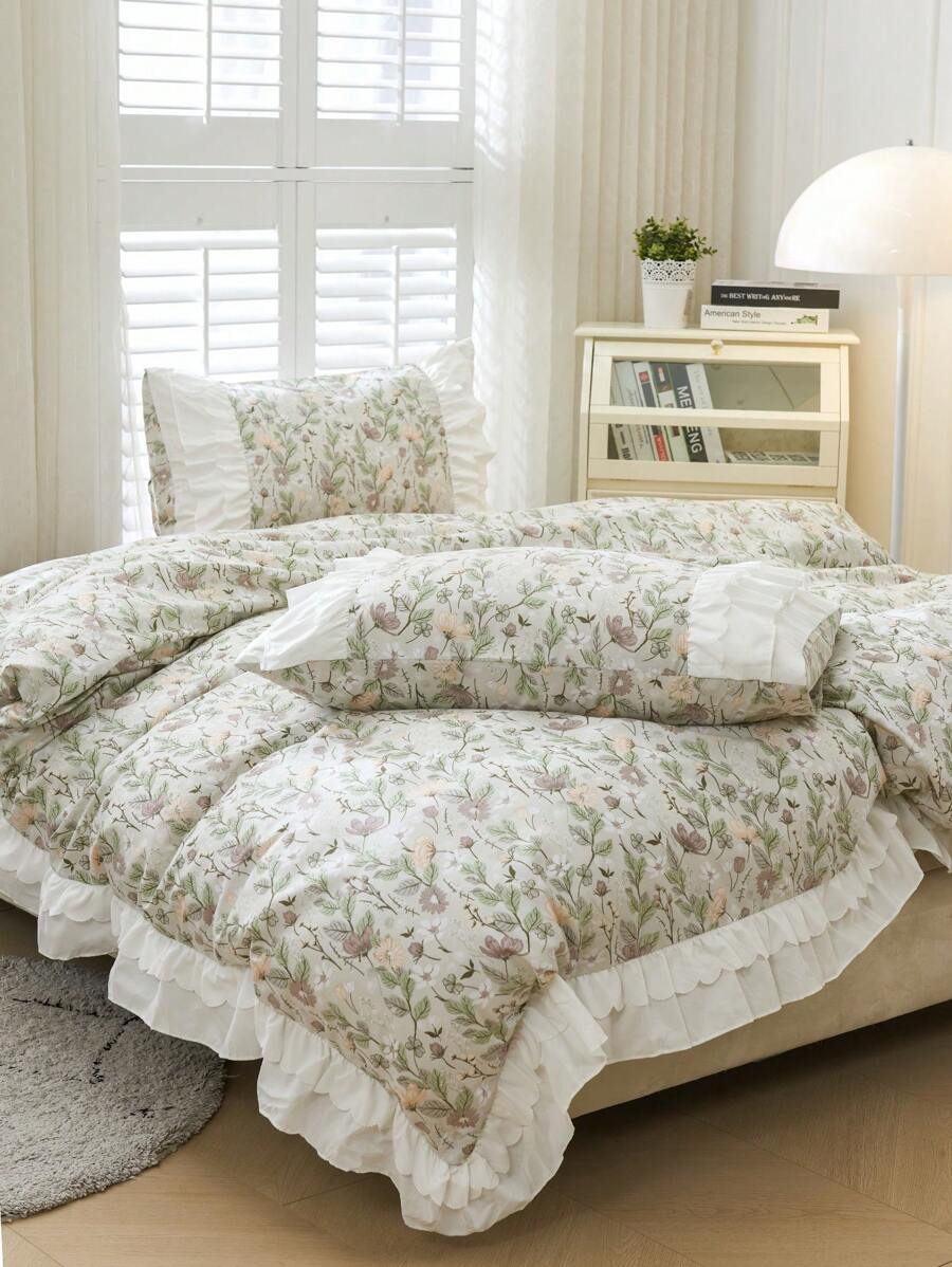 Floral Print Duvet Cover Set Without Filler SHEIN USA