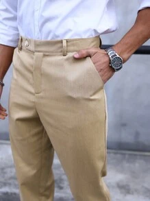 Manfinity Mode Men'S Straight Leg Suit Pants - Yellow - View 3