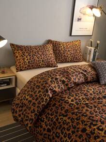 Leopard Print Duvet Cover Set Without Filler - Multicolor - View 8