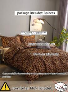 Leopard Print Duvet Cover Set Without Filler - Multicolor - View 4