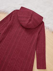 SHEIN Girls' Cartoon Cat Print Hoodie Sweatshirt Dress - Red - View 4