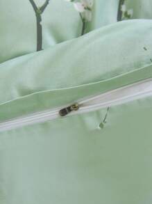 3pcs/set Polyester Green Plum Blossom Branch Pattern Printed Duvet Cover Bedding Set - Green - View 6