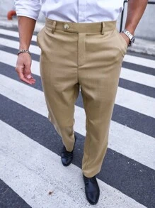 Manfinity Mode Men'S Straight Leg Suit Pants - Yellow - View 5