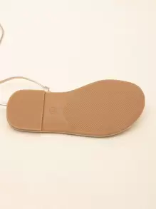 Girls Metallic Tie Leg Design Strappy Sandals - Gold - View 3