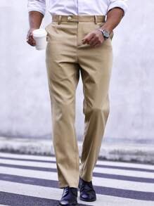 Manfinity Mode Men'S Straight Leg Suit Pants - Yellow - View 1