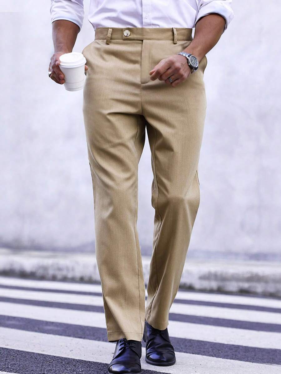 Manfinity Mode Men'S Straight Leg Suit Pants - Yellow - View 1