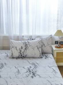 3pcs/Set White Grey Marble Pattern Duvet Cover Set Easy Care Microfiber Soft Bedding Set Soft Breatheable Wrinkle-Free Better For Sleep, Luxury Hotel Style, Gift For Mom Dad Friend, Quilt Comforter Duvet Cover*1 Pillowcase*2 King Queen Full Twin Size Dormitory Bedding Back School Bedding