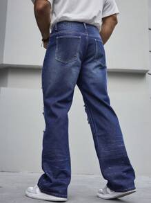 Manfinity LEGND Loose Fit Men's Distressed Denim Jeans - Blue - View 2