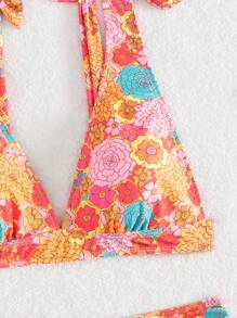 Swim Mod Summer Beach Ladies' Floral Printed Bikini Set - Multicolor - View 7