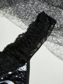 5pcs/Pack Plus Size Lace Patchwork Panties - Black and White - View 5